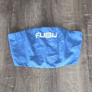 FUBU Logo Graphic Cropped Zip Back Tube Top Blue Small